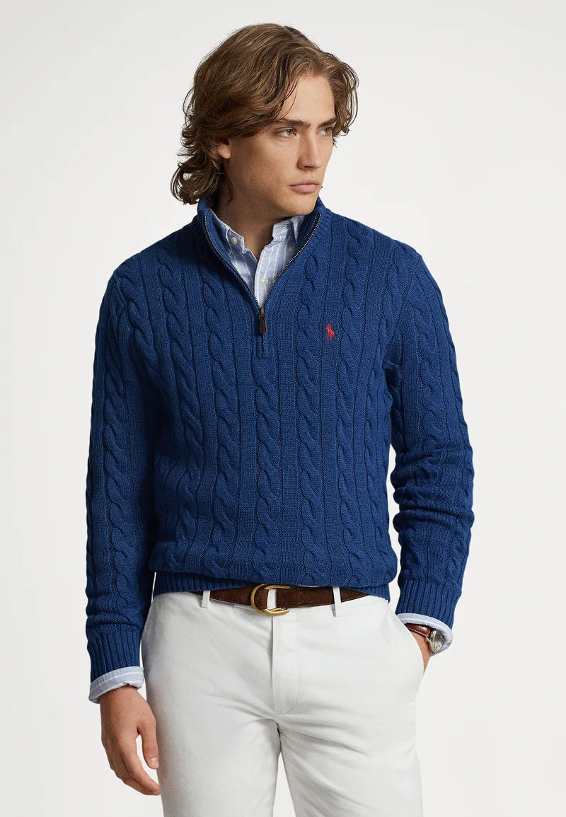 Suéter Tricô Polo R&L Azul