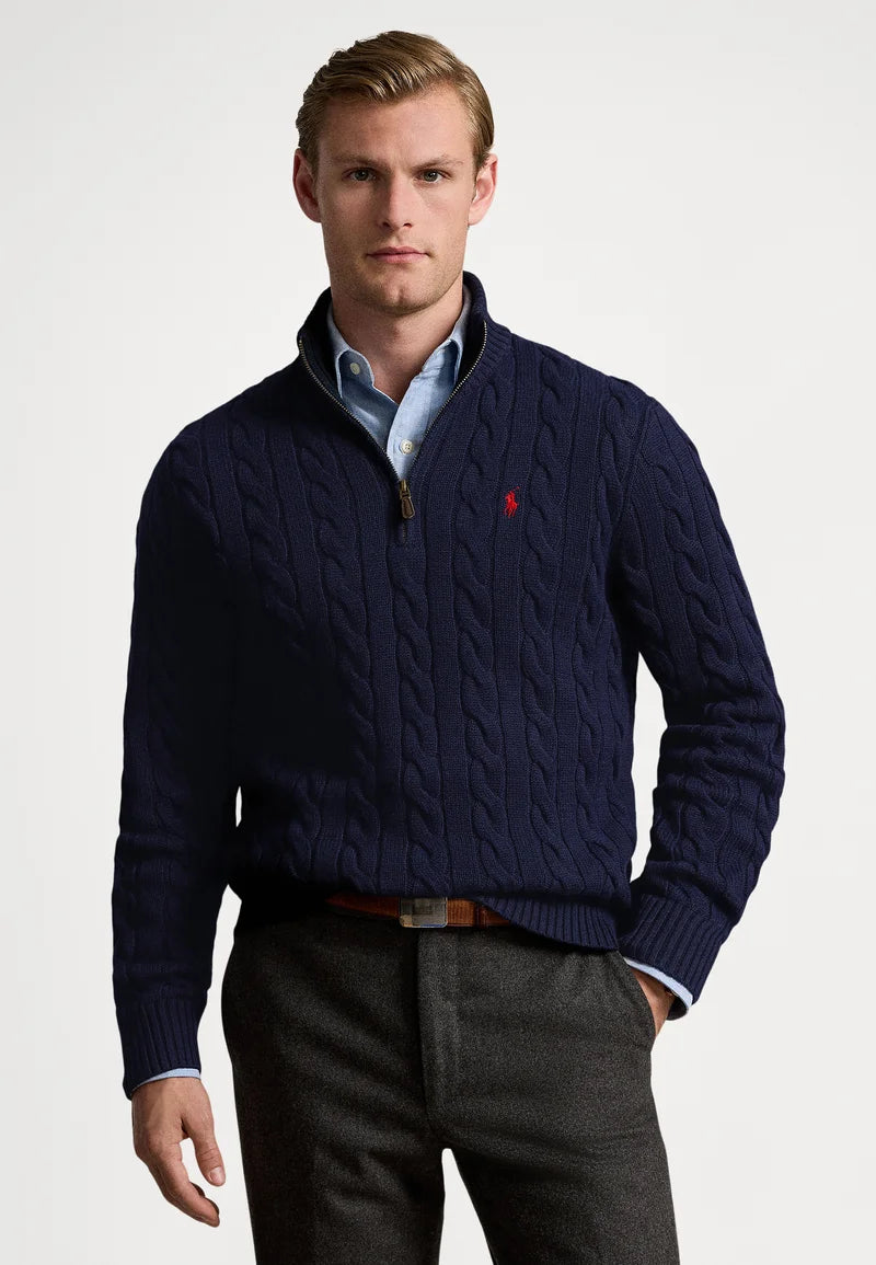 Suéter Tricô Polo R&L Marinho