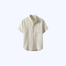 Camisa 100% Linho Gola Mandarim Manga Curta