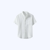 Camisa 100% Linho Gola Mandarim Manga Curta