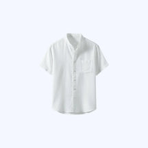 Camisa 100% Linho Gola Mandarim Manga Curta