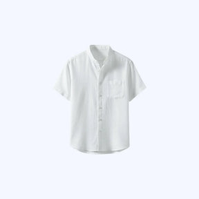 Camisa 100% Linho Gola Mandarim Manga Curta